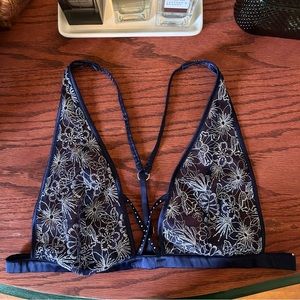 NWOT Victoria’s Secret Navy & Silver Mesh Bralette